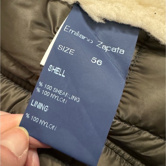 Emiliano Zapata Shearling & Leather Puffer Jacket Size 56 - Picture 15 of 15